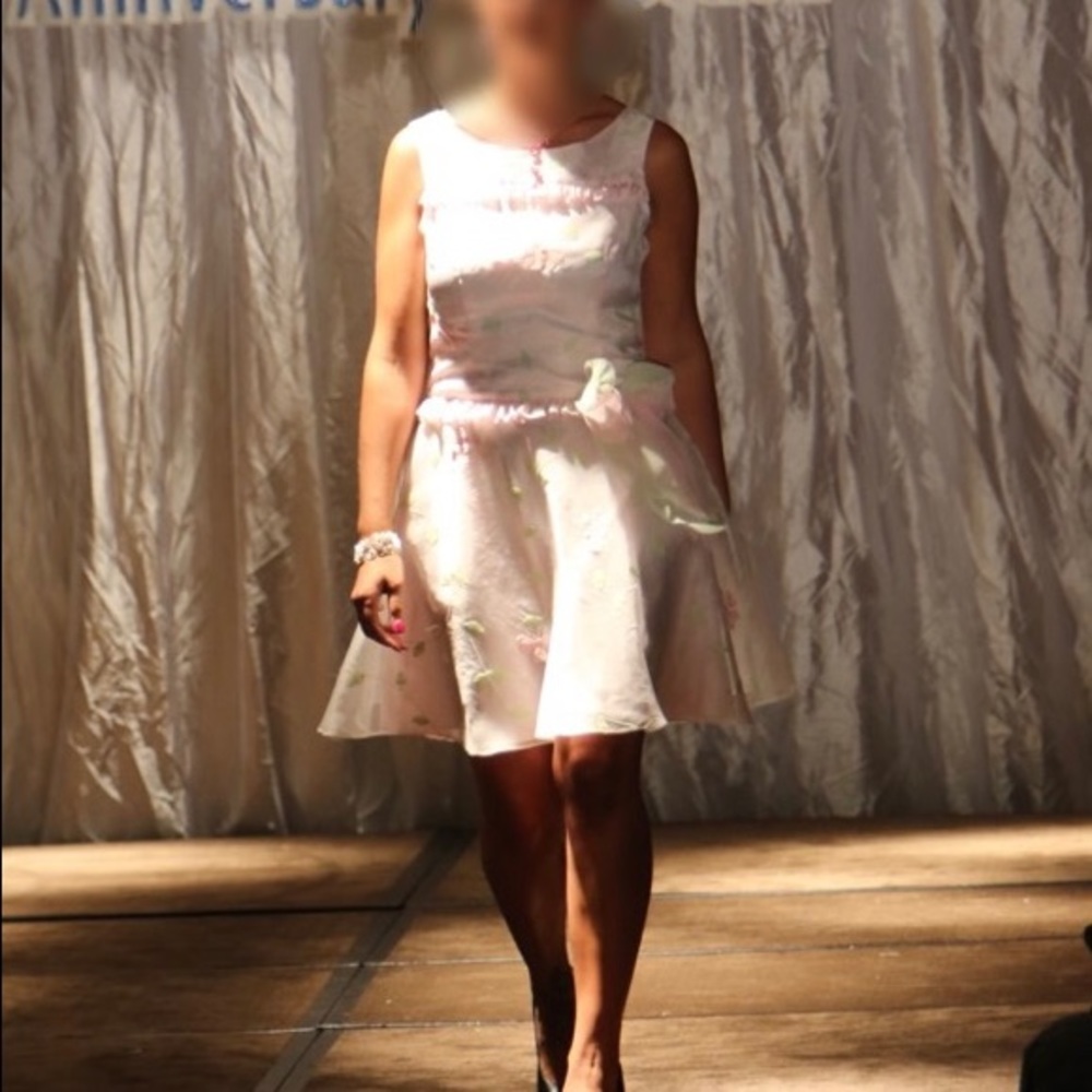 Evening gown dress pink/white - used once for fashion show